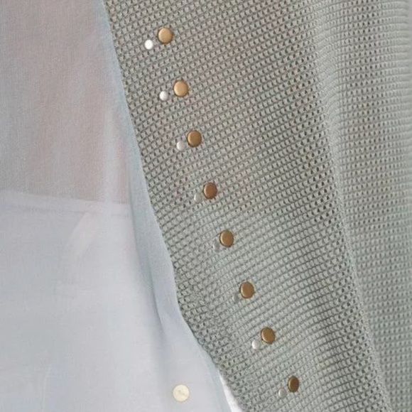 ❤️ Plus Vocal Sheer Mint Stud Chiffon Blouse Top - Picture 3 of 3